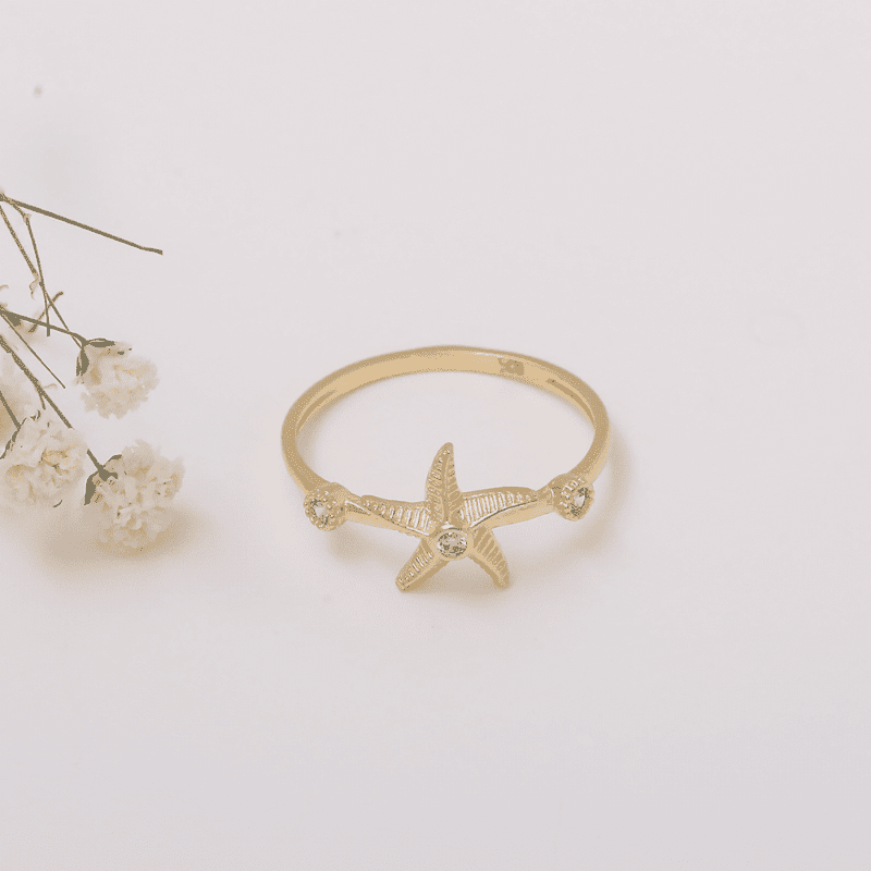 Starfish with 3 Stones Ringe ringe
