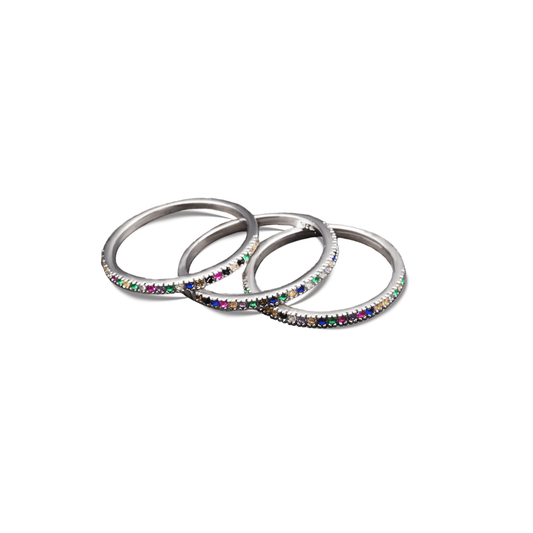 Luminous Loop Colorful Trio Ring